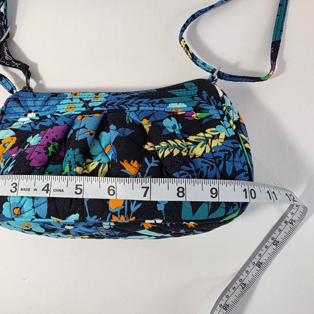Vera Bradley Quilted Floral Mini Crossbody Bag Blue Black Travel Purse - Picture 6 of 8